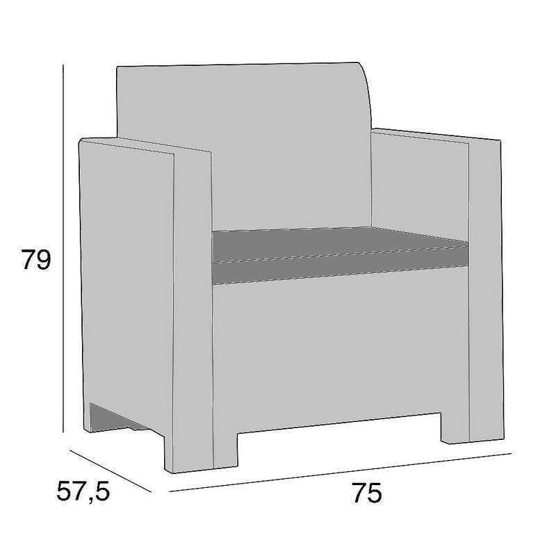 Set da Giardino Divano Poltrone e Tavolino in Polipropilene Bianco