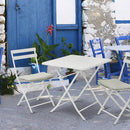 Set Tavolino e 2 Sedie Pieghevoli da Giardino in Acciaio Kraus Tiziano Bianco