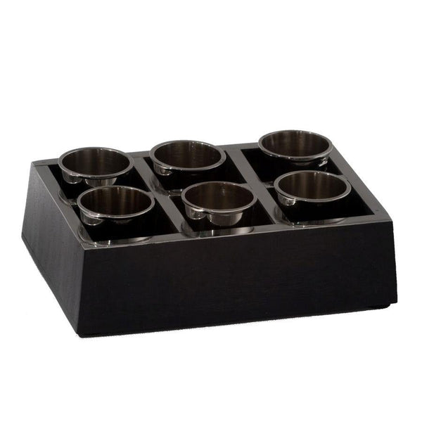 Vassoio con 6 Bicchieri 17,5x11xh4,5 cm in Legno e Alluminio acquista
