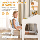 Set Scrivania 60x48x68 cm e Sedia per Bambini 3-8 Anni con 3 Scomparti Aperti e Bordi Arrotondati in MDF Color Legno      