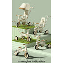 Passeggino Triciclo 70x30x96 cm con Sedile Girevole 360° Trasformabile in Bicicletta Pedagogica Bianco e Beige    