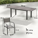 Set  9 Pezzi Pranzo da Esterno con Tavolo Estensibile in Alluminio e 8 Sedie Grigio      