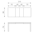 Tavolo Allungabile 130/210x80x76 cm in Legno Top in Melaminico Tortora