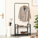 Appendiabiti Panchina per Ingresso 91x30x158 cm con Scarpiera in Legno e Metallo Nero