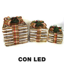 Set 3 Pacchi Regalo Decorativi con Led naturale 