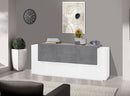 Credenza 3+2 Ante e 2 Cassetti 220x86x45 cm New Coro Bianco Lucido e Ardesia