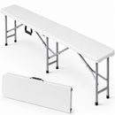 Panca Pieghevole da Esterno 182x28x43 cm con Seduta in HDPE e Struttura in Acciaio Bianco      