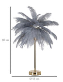 Lampada da Tavolo Palm Grigia Ø40x55 cm in Ferro e Plastica Oro e Grigio      