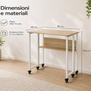 Tavolo Scrivania Pieghevole 80x58x79,5 cm con 4 Ruote con Freno in MDF e Ferro      