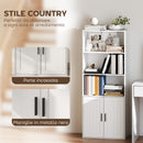 Libreria con Ripiani Aperti e Armadietto 2 Ante 60x30x145.5 cm in MDF Bianco      