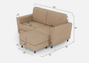 Divano 2 Posti con Pouf 152x155x85 cm Yasel in Tessuto Beige