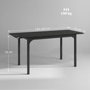Tavolo Allungabile 4-6 Posti 120-160x70x75 cm Piano in MDF con Protezione Angoli Nero   