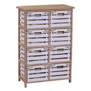 Cassettiera 8 Cassetti in Legno 58x30x85cm Arianna Naturale e Bianca