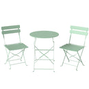 Set Bistrò con Due Sedie e Tavolo da Giardino Ø58x70 cm Pieghevoli in Metallo Verde Chiaro      