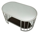 Tavolo da Caffè Smirne 90x50x45 cm in Ferro e Specchio Argento      