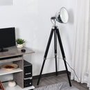 Lampada da Terra Tripode in Legno con Paralume in Acciaio 65x65x100-140 cm E27  Nera