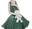 Statuetta Dolly con Coniglietto 11,5x10x33,5 cm in Resina Verde
