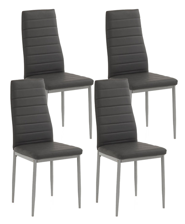 Set 4 Sedie 41x39x95 cm in Similpelle Grigio online