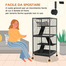 Gabbia per Porcellini d'India e Cincillà a 3 Piani 52x52x113,5 cm Vassoio Rimovibile in Acciaio Grigio      