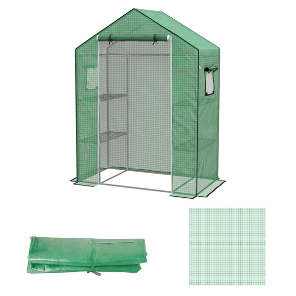 sconto Copertura per Serra da Giardino con Porta a Cerniera e Finestre 140x73x190 cm in PE Verde