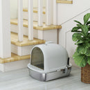 Lettiera Gatto Chiusa L 52,4x41,3x39,9 cm con Maniglia Paletta Pacchetto Deodorante e Antiperdita in Acciaio Inox e ABS Grigio      