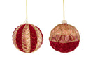 Set 4 Palline Decorative per Albero di Natale Velvet Ø10 cm Burg/Oro