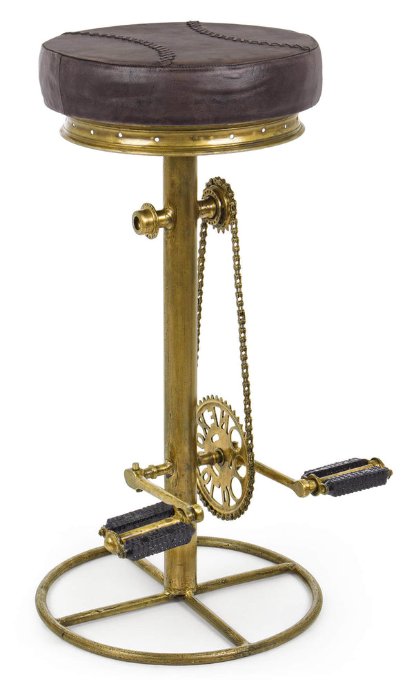 Sgabello da Bar H80 cm in Acciaio Seduta in Vera Pelle Cycle Oro sconto