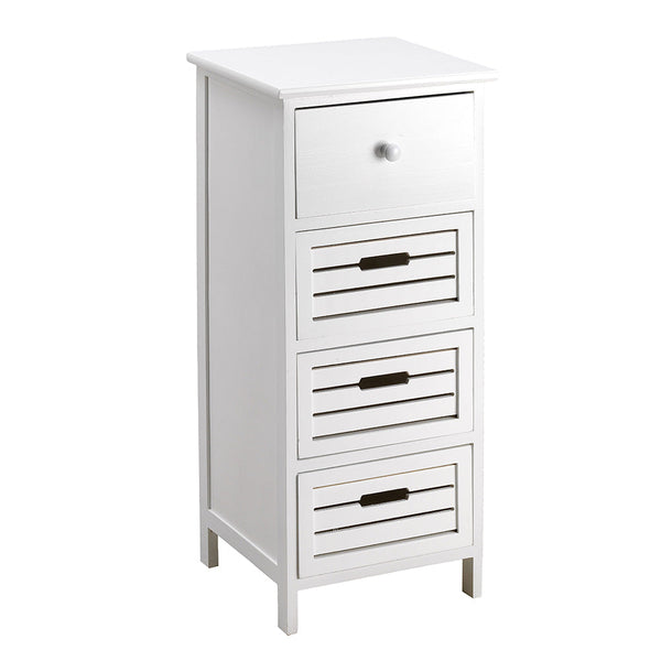 sconto Cassetiera con 4 Cassetti in Legno Paulownia Bianco Fadi