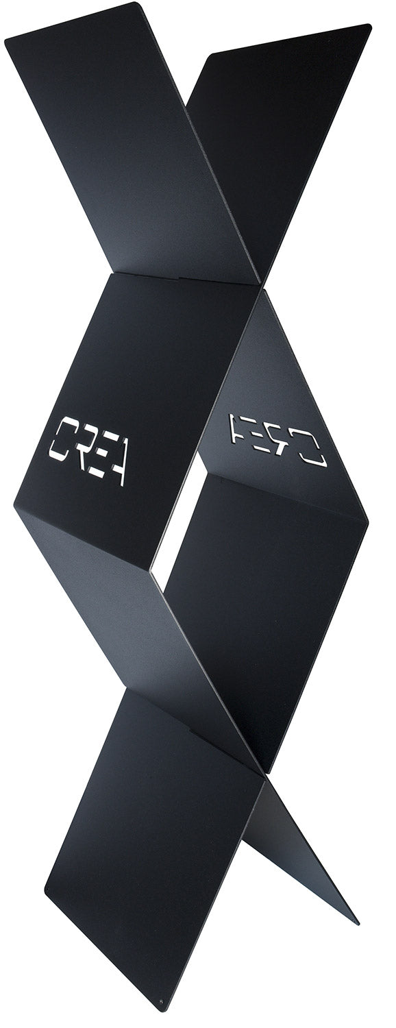 Portalegna per Camino da Interno 310x290x1180 cm in Acciaio Crea Rombo Alto Nero prezzo