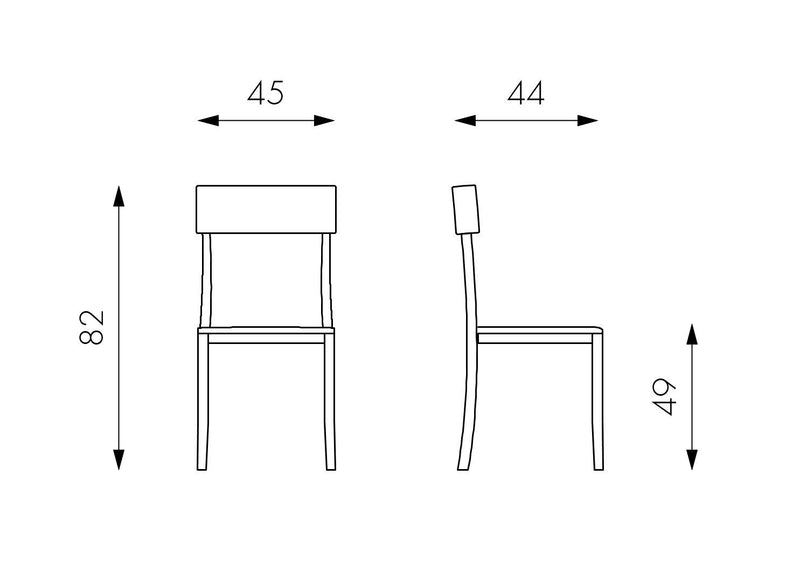 Set 2 Sedie 44x45xH82 cm in Legno Laccato Monaco Grigio Scuro