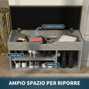 Panca Scarpiera Salvaspazioni con Vani a Giorno e a Scomparsa 80x30x45 cm Nero e Grigio  