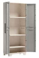 Armadio da Esterno 3 Ripiani 68x39x182H cm in Plastica Keter Wood Grain Alto Beige