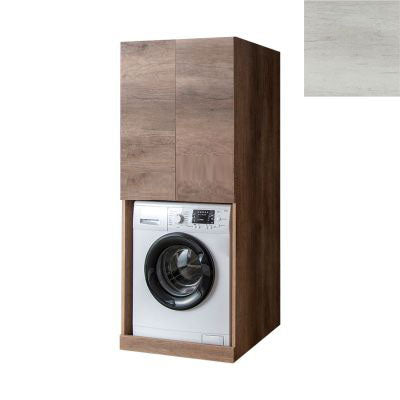 Mobile Lavanderia a Colonna per Lavatrice o Asciugatrice con 2 Ante Installabili Sopra o Sotto 70x70x174A cm in Nobilitato Unika Olmo Bianco sconto