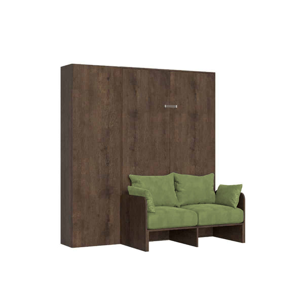 acquista Letto Matrimoniale Francese A Scomparsa 140 Kentaro Con Divano E Colonna Noce e Verde