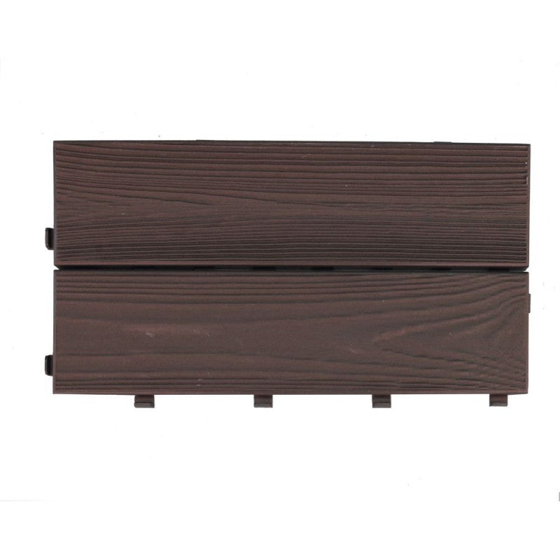 Set 14 Piastrelle Autobloccanti in Plastica Effetto Legno 37,7 x 18,6 cm da Interno o Esterno 