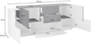 Credenza 3+2 Ante e 2 Cassetti 220x86x45 cm New Coro Bianco Lucido e Ardesia