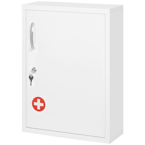 Armadietto Medicinali a 3 Ripiani con Serratura e 2 Chiavi 40x15x53,5 cm in Acciaio Bianco sconto