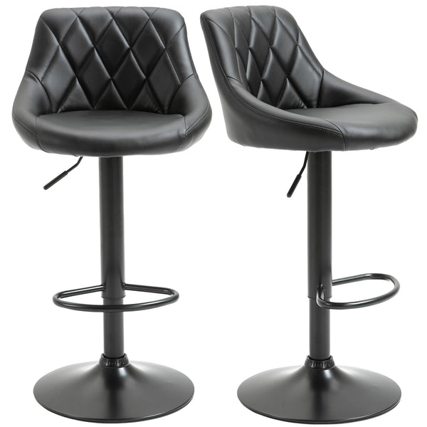 Set 2 Sgabelli da Bar 46,5x48x84,5-106,5 cm in Similpelle Nero online