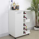 Mobile Bar Cantinetta Bottiglie Vino Legno Cantina 6 Posti Porta Calici Bianco