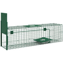 Gabbia Trappola per Animali Piccoli 100x25x28 cm conPorta e Maniglia in Acciaio Verde Scuro      