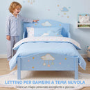 Letto Montessori per Bambini 3-6 Anni 146x76,5x54,5 cm con Sponde Anti-Caduta a Forma di Nuvola in MDF e Compensato Blu      