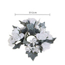 Set 6 Giro Candela Rose con Perle Ø 12 cm in Sintetico