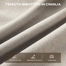 Divano 3 Posti Moderno 174x75x76 cm Rivestito in Ciniglia Struttura in Acciaio Beige      