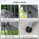 Dondolo Letto da Giardino 200x120x164 cm in Acciaio e Poliestere Grigio