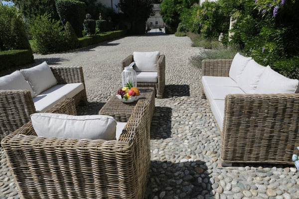 Set Salotto da Giardino 2 Poltrone Tavolino Divano in Rattan Manila Grigio acquista