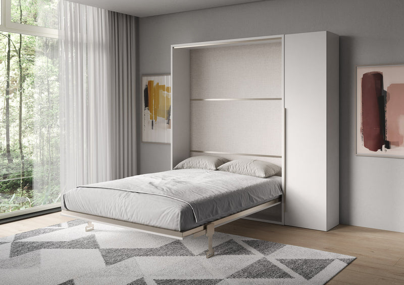 Letto Matrimoniale A Scomparsa 160 Versia Con Armadio 1 Anta Dx Bianco      