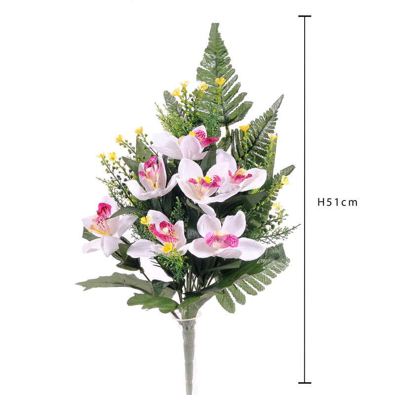 Set 4 Bouquet Artificiali Frontale di Orchidee Altezza 51 cm Rosa