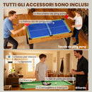 Tavolo da Gioco 13 in 1 con Calciobalilla Ping Pong Air Hockey Biliardo Scacchi e Altri Noce      