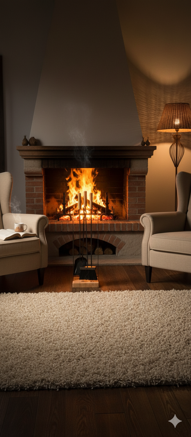 Set Camino 4 Pezzi  H 69 in Ferro Verniciato Grigio Martellato