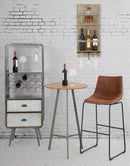 Porta Bottiglie-Bicchieri Tube Verticale 34x12x76 cm MDF e in Ferro Naturale e Argento
